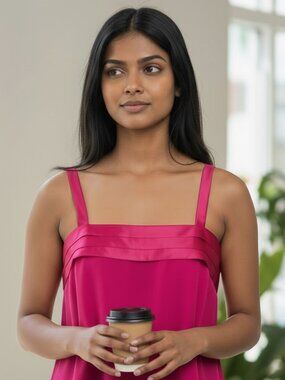 Vintage NEW with Tags LOUBEN Camisole Top Dark Hot Pink size 8 Satin accents